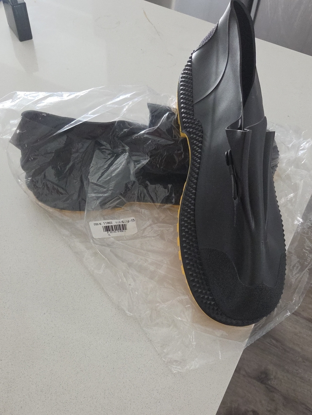 Men's Black Slip-On Water-Resistant Rain & Snow Boots